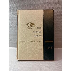 Vintage Hardcover The‎ World Book Year Book 1974  Encyclopedia Cream Black